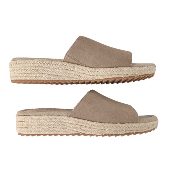 Skechers Suede Taupe Espadrilles Open Back Slip On Slide Sandal NWOT (8) - Picture 5 of 15